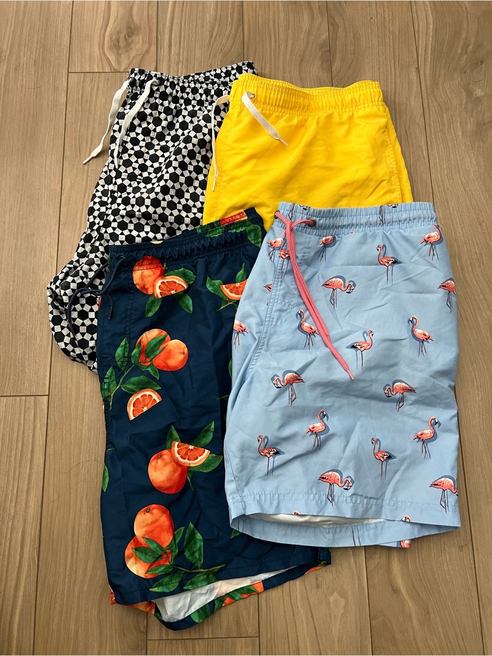 Men’s Lot Beach Swim Shorts - Flamingo, Citrus, Checker & Yellow Mix